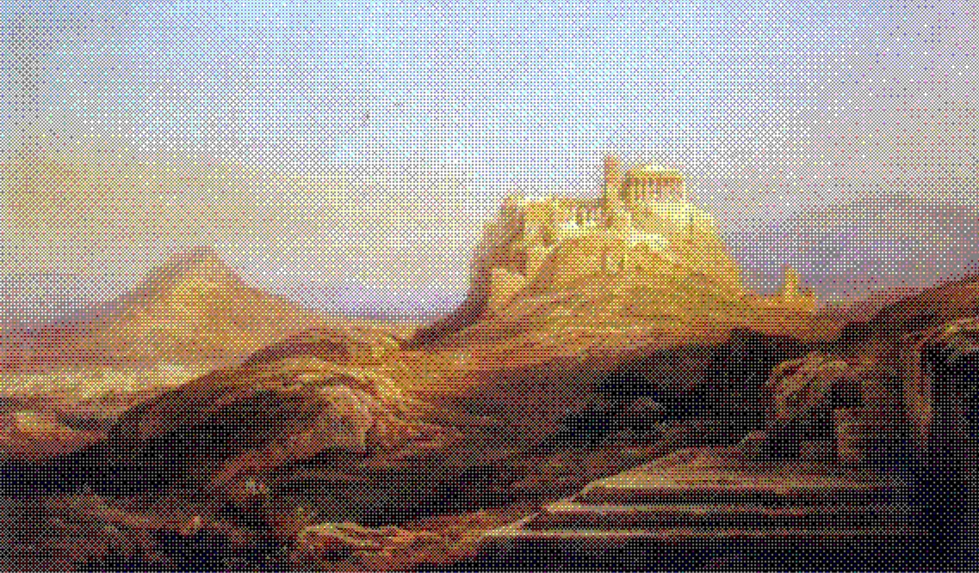 Halftoned landscape painting