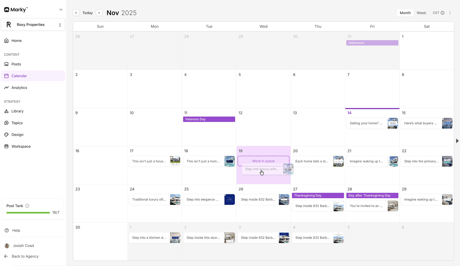 Marky's content calendar